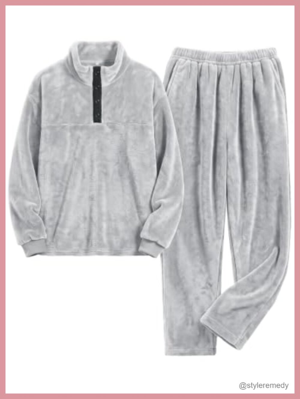 Men's Fleece Pajama Set Soft Warm 2 Piece Lounge Set